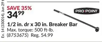 Princess Auto 1/2 in. dr x 30 in. Breaker Bar offer