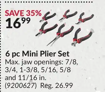 Princess Auto 6 pc Mini Plier Set offer