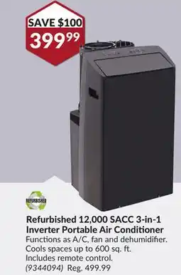 Princess Auto Refurbished 12,000 SACC 3-in-1 Inverter Portable Air Conditioner offer