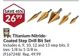 Princess Auto 5 pc Titanium-Nitride- Coated Step Drill Bit Set offer