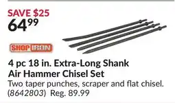 Princess Auto 4 pc 18 in. Extra-Long Shank Air Hammer Chisel Set offer