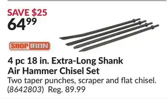 Princess Auto 4 pc 18 in. Extra-Long Shank Air Hammer Chisel Set offer