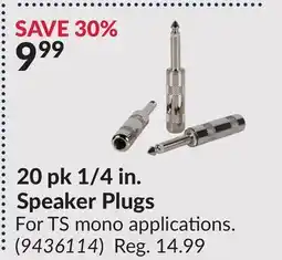 Princess Auto 20 pk 1/4 in. Speaker Plugs offer