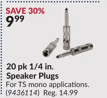 Princess Auto 20 pk 1/4 in. Speaker Plugs offer