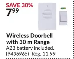 Princess Auto Wireless Doorbell with 30 m Range offer