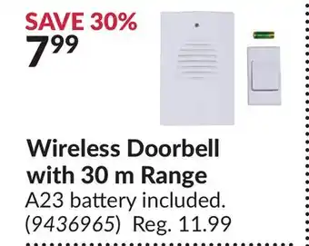 Princess Auto Wireless Doorbell with 30 m Range offer