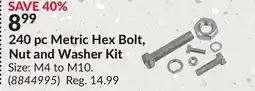Princess Auto 240 pc Metric Hex Bolt, Nut and Washer Kit offer