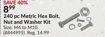 Princess Auto 240 pc Metric Hex Bolt, Nut and Washer Kit offer