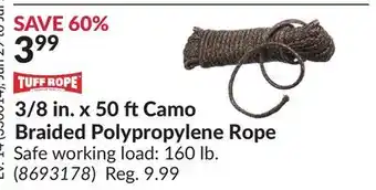 Princess Auto 3/8 in. x 50 ftCamo Braided Polypropylene Rope offer