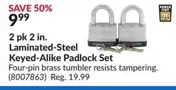 Princess Auto 2 pk 2 in. Laminated-Steel Keyed-Alike Padlock Set offer
