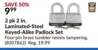 Princess Auto 2 pk 2 in. Laminated-Steel Keyed-Alike Padlock Set offer
