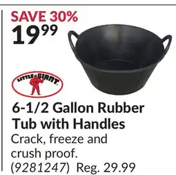 Princess Auto 6-1/2 Gallon Rubber Tub with Handles offer