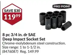 Princess Auto 8 pc 3/4 in. dr SAE Deep Impact Socket Set offer