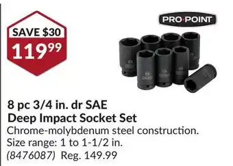 Princess Auto 8 pc 3/4 in. dr SAE Deep Impact Socket Set offer