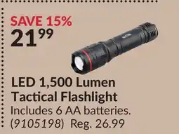 Princess Auto LED 1,500 Lumen Tactical Flashlight offer