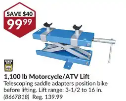 Princess Auto 1,100 lb Motorcycle/ATV Lift offer