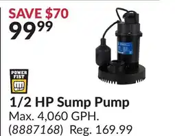 Princess Auto 1/2 HP Sump Pump offer