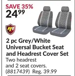 Princess Auto 2 pc Grey/White Universal Bucket Seat and Headrest Cover Set offer
