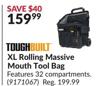 Princess Auto XL Rolling Massive Mouth Tool Bag offer