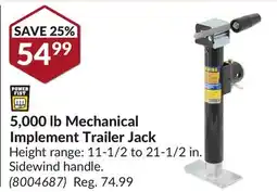 Princess Auto 5,000 lb Mechanical Implement Trailer Jack offer