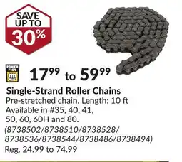 Princess Auto Single-Strand Roller Chains offer