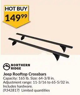 Princess Auto Jeep Rooftop Crossbars offer