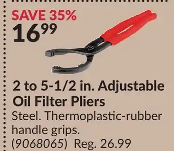 Princess Auto 2 to 5-1/2 in. Adjustable Oil Filter Pliers offer