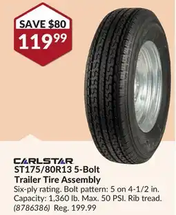 Princess Auto ST175/80R13 5-Bolt Trailer Tire Assembly offer
