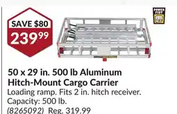 Princess Auto 50 x 29 in. 500 lb Aluminum Hitch-Mount Cargo Carrier offer