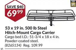 Princess Auto 53 x 19 in. 500 lb Steel Hitch-Mount Cargo Carrier offer