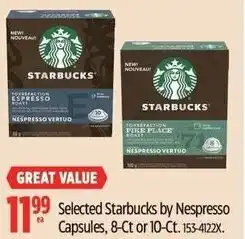 Canadian Tire Selected Starbucks by Nespresso Capsules offer