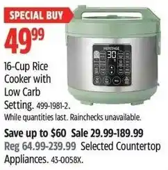 Canadian Tire Rice Cooker with Low Carb offer