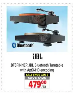 2001 Audio Video BTSPINNER JBL Bluetooth Turntable with AptX-HD encoding offer