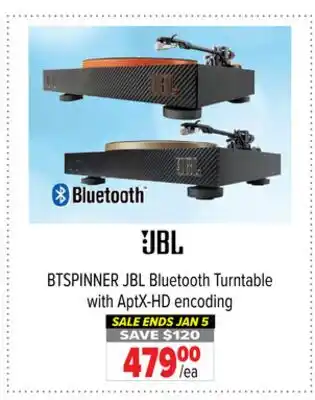 2001 Audio Video BTSPINNER JBL Bluetooth Turntable with AptX-HD encoding offer