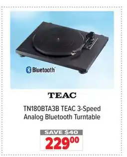 2001 Audio Video TN180BTA3B TEAC 3-Speed Analog Bluetooth Turntable offer