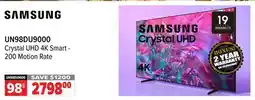 2001 Audio Video UN98DU9000 98 Crystal UHD 4K Smart - 200 Motion Rate offer