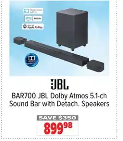 2001 Audio Video BAR700 JBL JBL Dolby Atmos 5.1-ch Sound Bar with Detach. Speakers offer