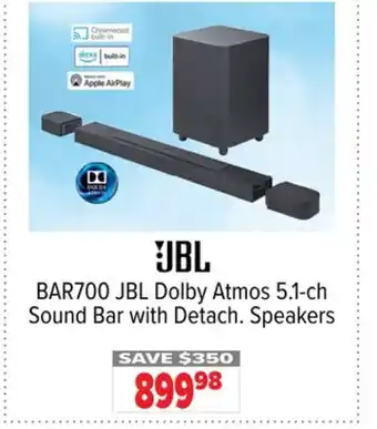 2001 Audio Video BAR700 JBL JBL Dolby Atmos 5.1-ch Sound Bar with Detach. Speakers offer