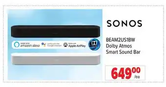 2001 Audio Video BEAM2US1BW Sonos Dolby Atmos Smart Sound Bar offer
