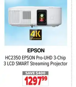 2001 Audio Video HC2350 EPSON Pro-UHD 3-Chip 3 LCD SMART Streaming Projector offer