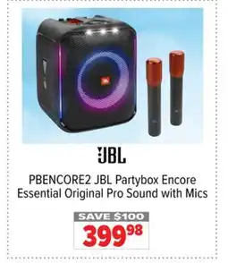2001 Audio Video PBENCORE2 JBL Partybox Encore Essential Original Pro Sound with Mics offer