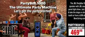 2001 Audio Video PARTYBOX120 JBL PartyBox 100 The Ultimate Party Machine offer