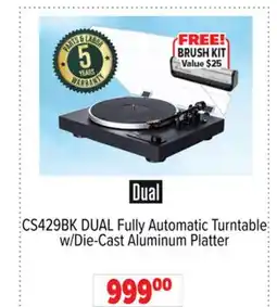 2001 Audio Video CS429BK DUAL Fully Automatic Turntable w/Die-Cast Aluminum Platter offer