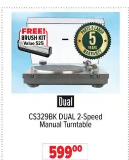 2001 Audio Video CS329BK DUAL 2-Speed Manual Turntable offer