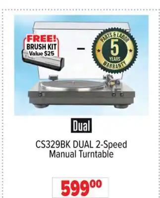 2001 Audio Video CS329BK DUAL 2-Speed Manual Turntable offer
