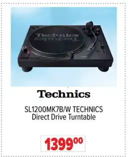 2001 Audio Video SL1200MK7B/W Technics TECHNICS Direct Drive Turntable offer