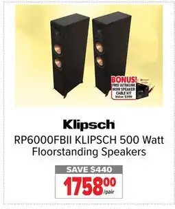 2001 Audio Video RP6000FBII KLIPSCH 500 Watt Floorstanding Speakers offer