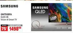 2001 Audio Video QN75Q8FA 75 QLED 4K Vision AI Smart TV offer
