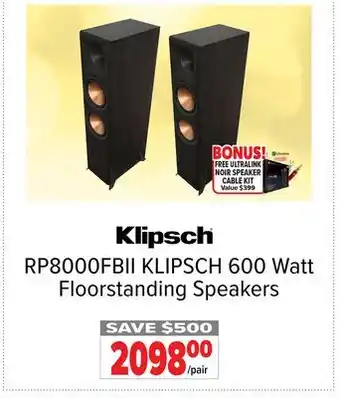 2001 Audio Video RP8000FBII KLIPSCH 600 Watt Floorstanding Speakers offer