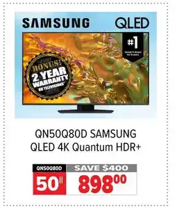 2001 Audio Video SAMSUNG QN50Q80D 50 QLED 4K Quantum HDR+ offer